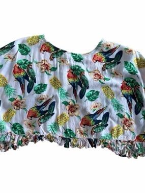 Tropical Parrot Print Crop Top -